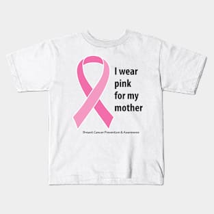 Breast cancer ribbon for mother, with black type Kids T-Shirt